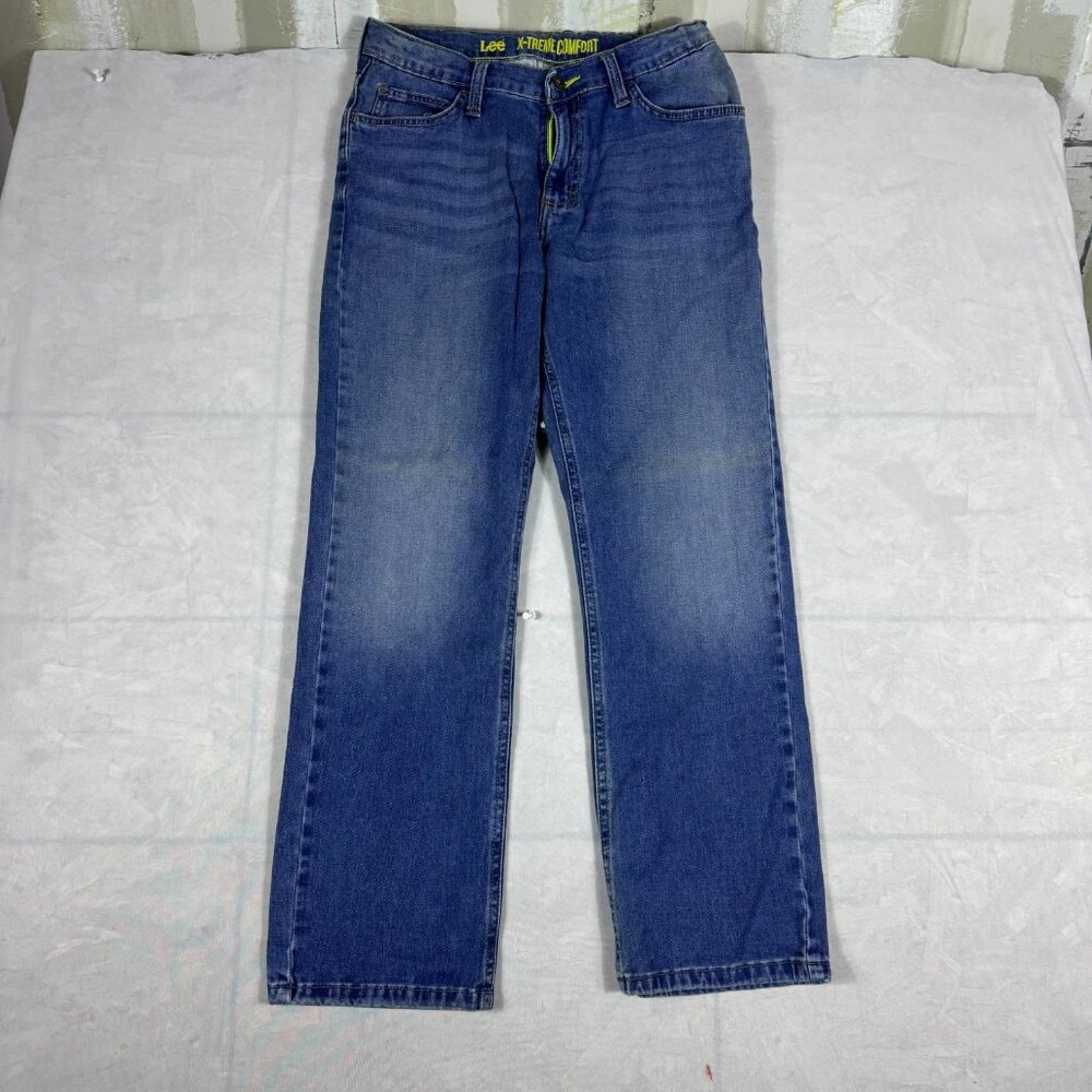 Y2K Lee‎ Extreme Motion Comfort Straight Leg Jeans Mens Blue Denim Size 14 Husky